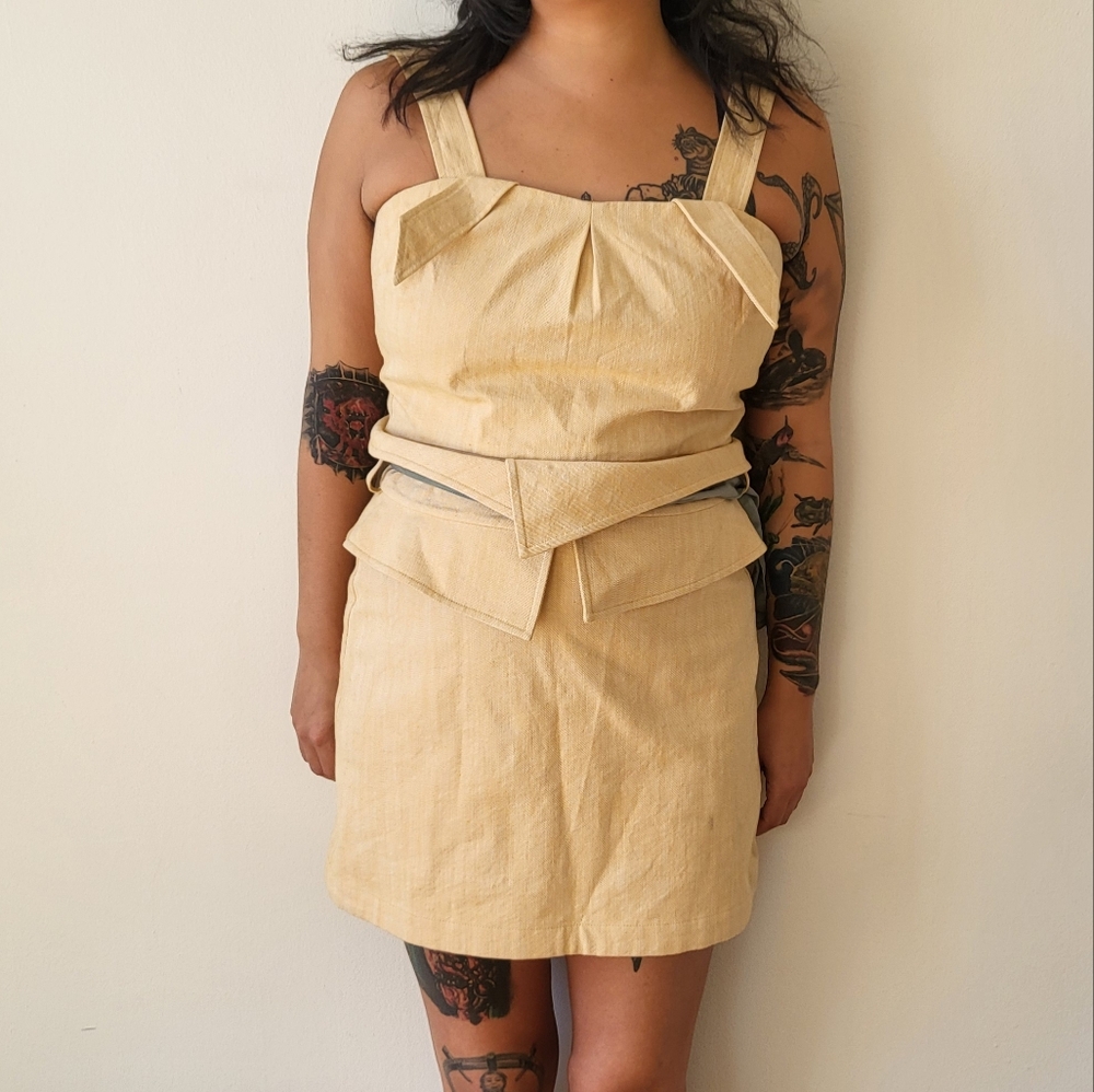 Alexis Eve Belted Yellow Denim Mini Dress XL *MISSING BELT*